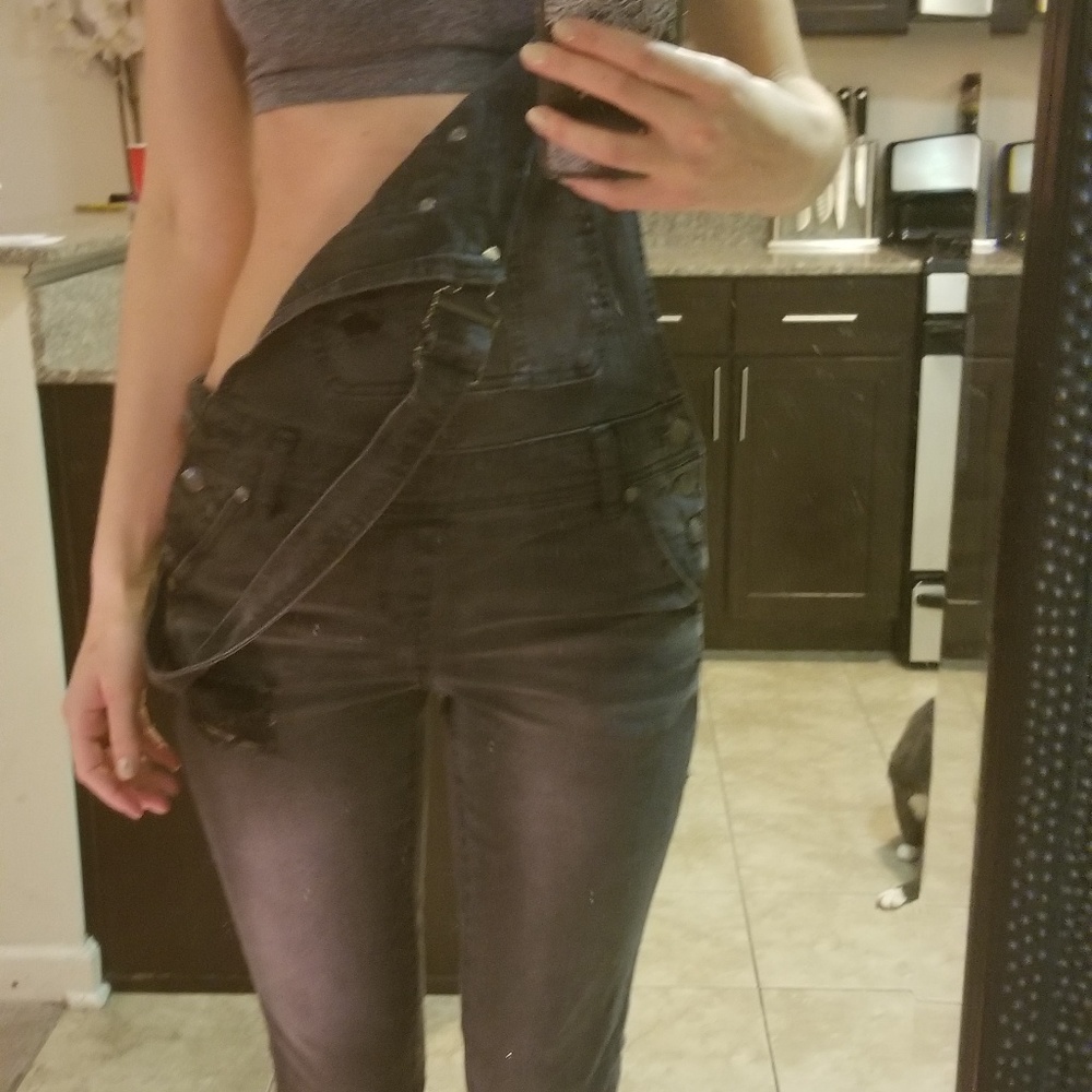 COPY - Black denim overalls